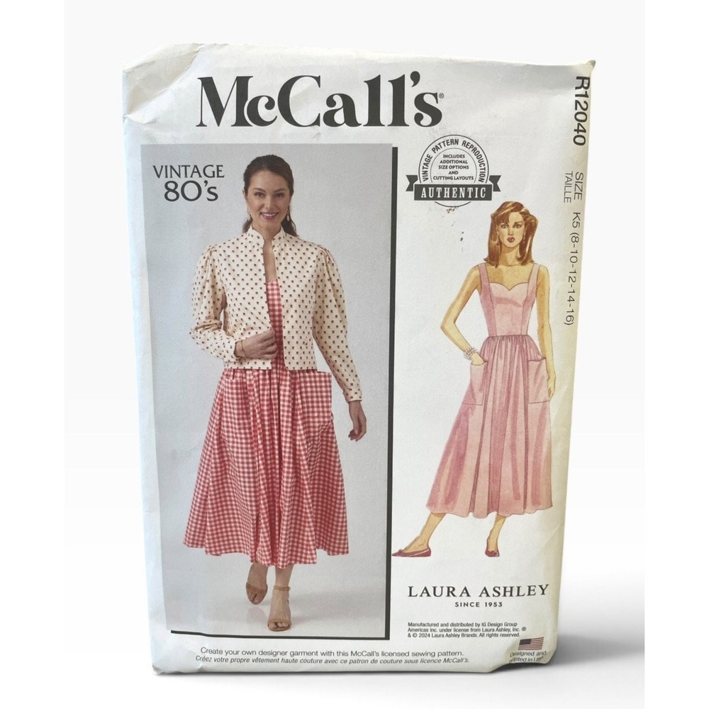 McCall's Laura Ashley R12040 Jacket Dress Sz K5 (8-16) Vintage 80s Uncut FF